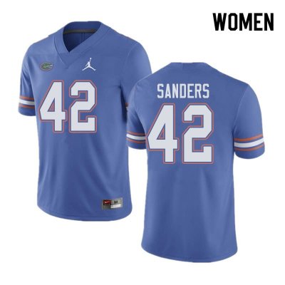 Women's Florida Gators #42 Umstead Sanders NCAA Jordan Brand Blue Authentic Stitched College Football Jersey PGE1662DC